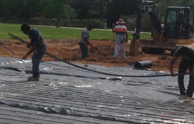 placing rebar for storage 