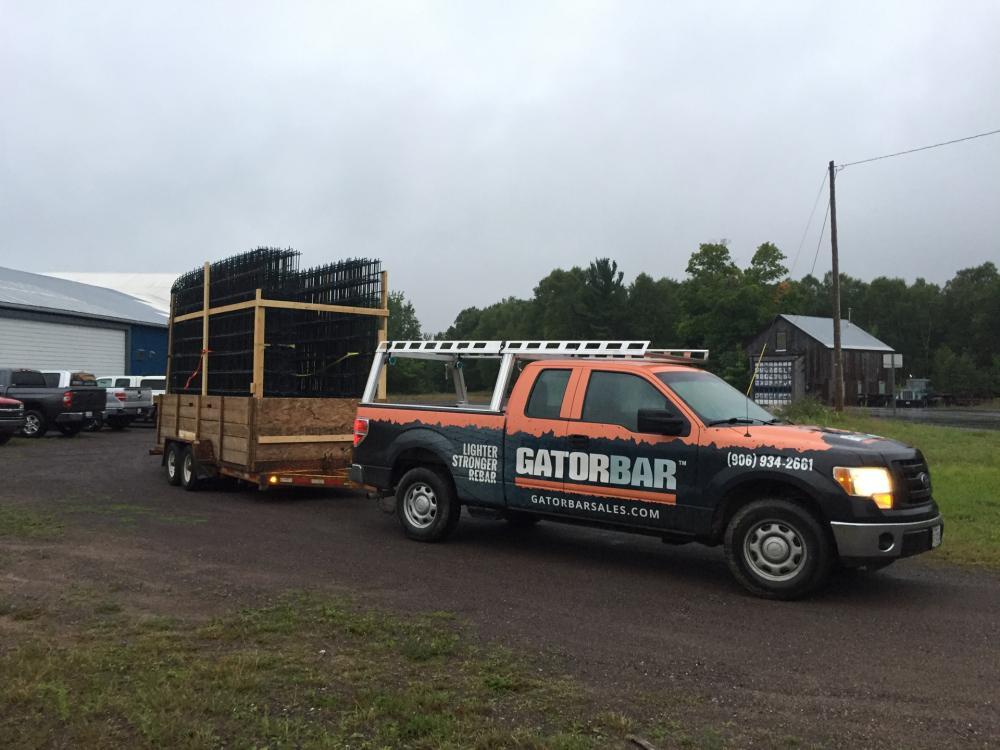 GatorBar grids were easily transported on a pickup truck to the retention pond project site.